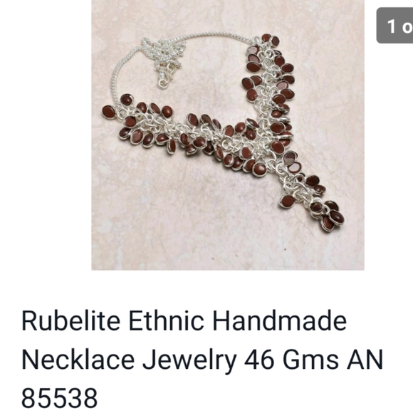 New rubelite sterling silver necklace - Picture 2 of 2